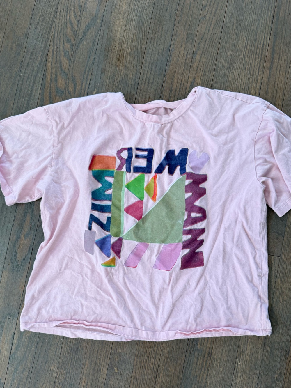 Zimmermann Pink Short-Sleeve Graphic Tee with Multicolor Geometric Print